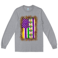 Heather Grey mardi gras usa flag leopard Long Sleeve Tee - OliviaCreatesArt