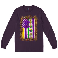 Plum mardi gras usa flag leopard Long Sleeve Tee - OliviaCreatesArt