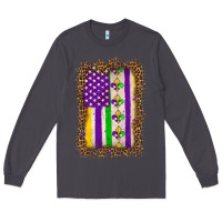 Smoke mardi gras usa flag leopard Long Sleeve Tee - OliviaCreatesArt