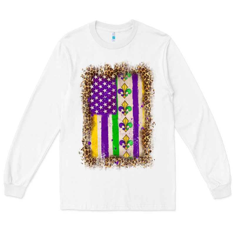 Mardi Gras Usa Flag Leopard Long Sleeve Tee by OliviaCreatesArt | Teevron