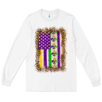 White mardi gras usa flag leopard Long Sleeve Tee - OliviaCreatesArt