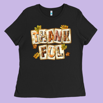 Thankful With Plate Ladies Tee Designed By Texasbilliewilder