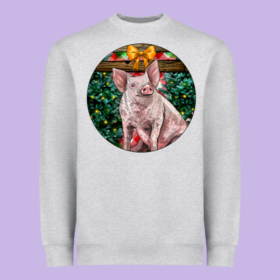 Christmas Pig Heavyweight Sweatshirt Designed By Lillyallendesigns