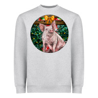Heather Grey christmas pig Heavyweight Sweatshirt - LillyAllenDesigns