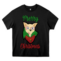 Black Merry Christmas Cat Heavy Core Tee - Bettercallsaul