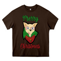 Chocolate Brown Merry Christmas Cat Heavy Core Tee - Bettercallsaul