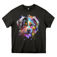 Asphalt Splash Art Australian Shepherd   Aussie Lover Gifts Heavy Core Tee - longCreatives