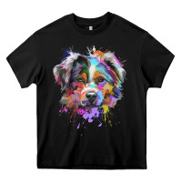 Black Splash Art Australian Shepherd   Aussie Lover Gifts Heavy Core Tee - longCreatives