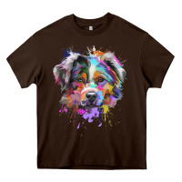 Chocolate Brown Splash Art Australian Shepherd   Aussie Lover Gifts Heavy Core Tee - longCreatives