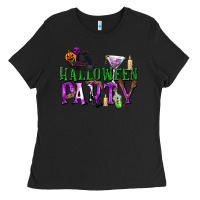 Black Halloween Party Ladies Tee - texasbilliewilder