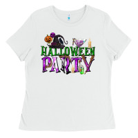 White Halloween Party Ladies Tee - texasbilliewilder