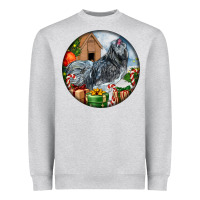 Heather Grey ameraucana rooster christmas Heavyweight Sweatshirt - LillyAllenDesigns