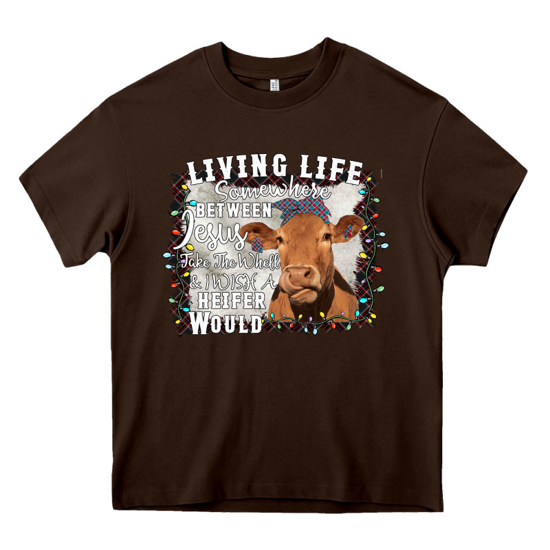 Between Jesus Take The Wheel I Wish A Heifer Would Heavy Core Tee by Bettercallsaul | Teevron