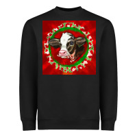 Black christmas holstein calf face Heavyweight Sweatshirt - LillyAllenDesigns