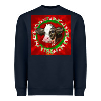 Navy christmas holstein calf face Heavyweight Sweatshirt - LillyAllenDesigns