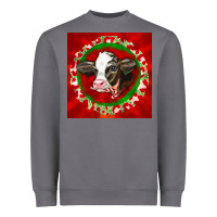 Christmas Holstein Calf Face Heavyweight Sweatshirt | Teevron