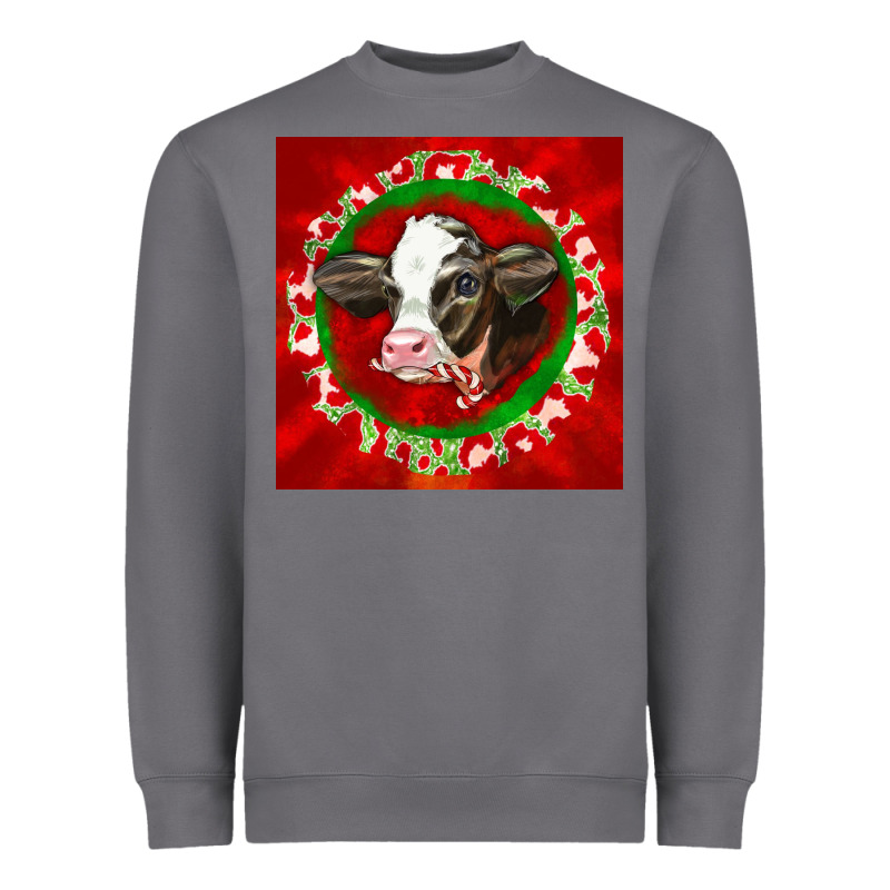 Christmas Holstein Calf Face Heavyweight Sweatshirt by LillyAllenDesigns | Teevron