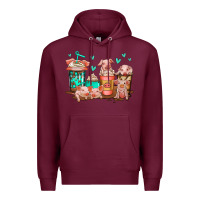 Burgundy cute pigs coffee Premium Hoodie - Jasminsmagicworld