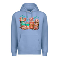 Colony Blue cute pigs coffee Premium Hoodie - Jasminsmagicworld