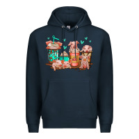 Navy cute pigs coffee Premium Hoodie - Jasminsmagicworld