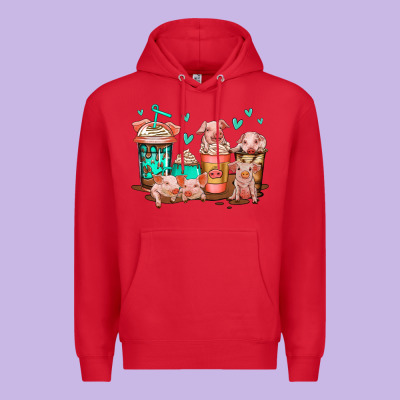 Cute Pigs Coffee Premium Hoodie Designed By Jasminsmagicworld
