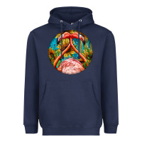 Navy flamingos with western background Heavyweight Hoodie - BarkalooDesign