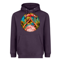 Plum flamingos with western background Heavyweight Hoodie - BarkalooDesign
