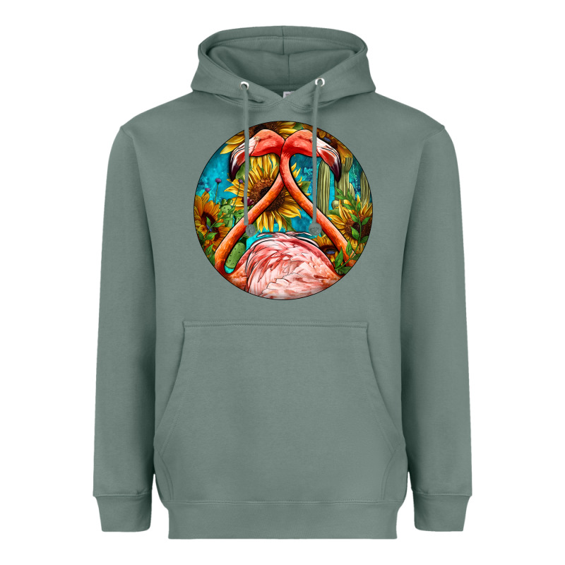 Flamingos With Western Background Heavyweight Hoodie by BarkalooDesign | Teevron