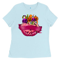 Baby Blue Personalized Girl Halloween Candy Ladies Tee - texasbilliewilder