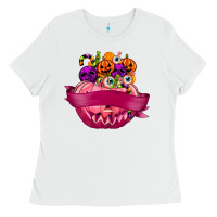 White Personalized Girl Halloween Candy Ladies Tee - texasbilliewilder