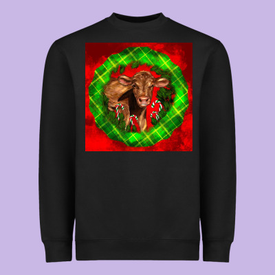 Christmas Red Angus Calf Heavyweight Sweatshirt Designed By Lillyallendesigns