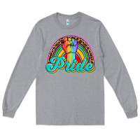 Heather Grey pride rainbow Long Sleeve Tee - OliviaCreatesArt