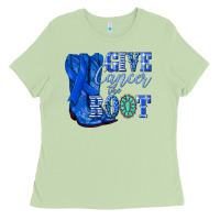 Matcha give cancer the boot colon cancer blue ribbon nca Ladies Tee - NancyCooperArtShop