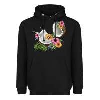 Coconut With Tropical Leavers And Flowers Heavyweight Hoodie | Teevron