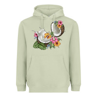 Matcha coconut with tropical leavers and flowers Heavyweight Hoodie - BarkalooDesign