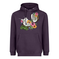 Plum coconut with tropical leavers and flowers Heavyweight Hoodie - BarkalooDesign