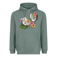 Sage coconut with tropical leavers and flowers Heavyweight Hoodie - BarkalooDesign