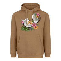 Toasted Coconut coconut with tropical leavers and flowers Heavyweight Hoodie - BarkalooDesign