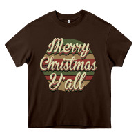 Chocolate Brown Merry Christmas Y'all Heavy Core Tee - Bettercallsaul