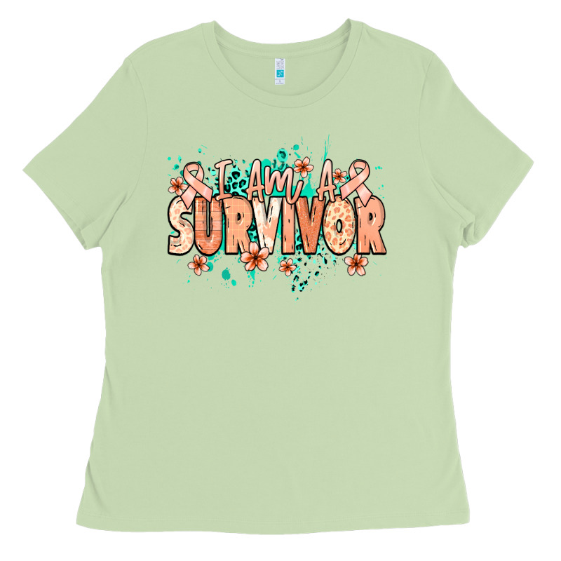 I Am A Survivor Peach Ribbon Ladies Tee by NancyCooperArtShop | Teevron