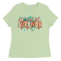 Matcha I am a survivor peach ribbon Ladies Tee - NancyCooperArtShop