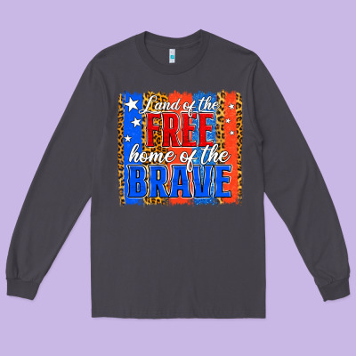 Land Of The Free 4th Of July Brushstroke Long Sleeve Tee Designed By Jasminsmagicworld