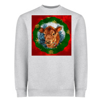 Heather Grey christmas red angus calf head Heavyweight Sweatshirt - LillyAllenDesigns