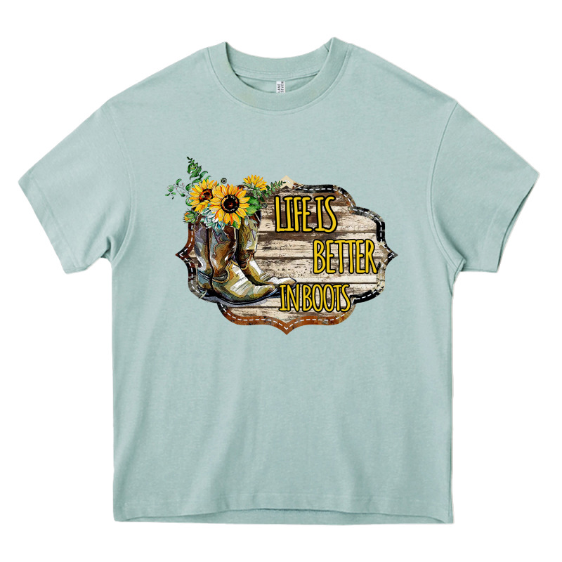 Life Is Better In Boots Heavy Core Tee by Bettercallsaul | Teevron