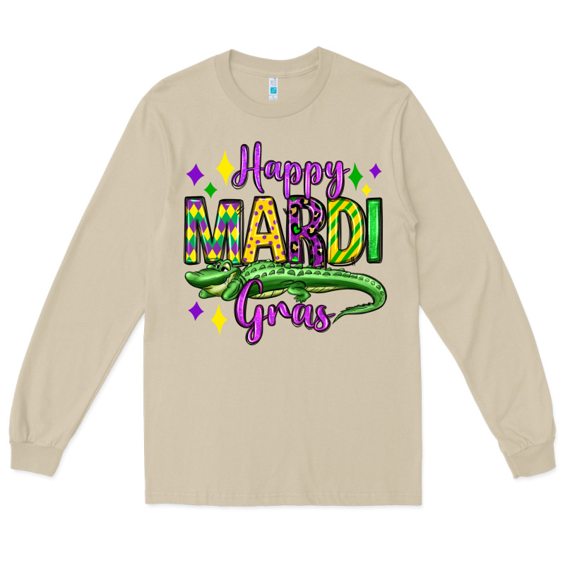 Happy Mardi Gras Alligator Olivia Long Sleeve Tee by OliviaCreatesArt | Teevron