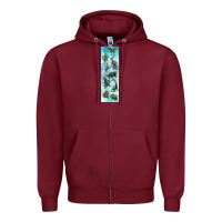 Burgundy dinosaurs pen wrap Zipper Hoodie - Artiststas