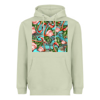 Matcha flamingos with leaves Heavyweight Hoodie - BarkalooDesign