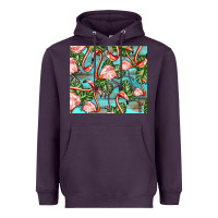 Plum flamingos with leaves Heavyweight Hoodie - BarkalooDesign