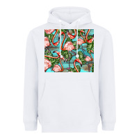 White flamingos with leaves Heavyweight Hoodie - BarkalooDesign