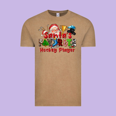 Santas Favorite Hockey Player Vintage Tee Designed By Cowgirlartshop